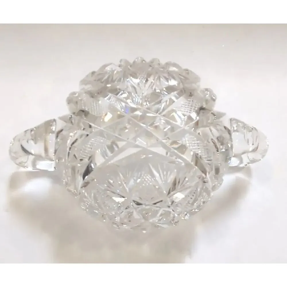 Antique APB Cut Crystal Sugar Bowl, Sawtooth Rim, Two Handles